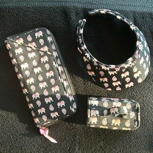 Vera Bradley pink elephant travel set